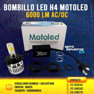 Bombillo LED H4 Motoled Original 4 Caras 8.000 Lm