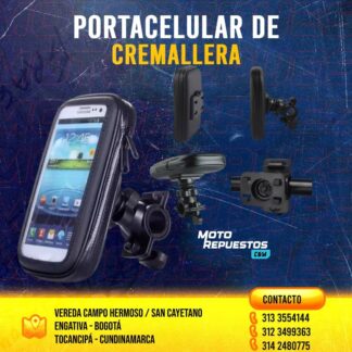 Portacelular de Cremallera con Ajuste al Espejo o Manubrio para Moto y Bici