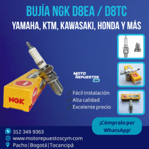 Bujía D8EA / D8TC – Yamaha, Kawasaki, KTM, Honda CB750 y más