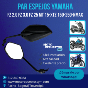 Par de Espejos Universales Tipo Yamaha – Compatibles con FZ, MT, XTZ, NMAX y más