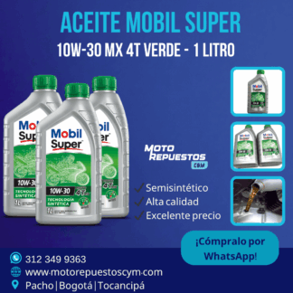 Aceite Mobil Super 10W-30 MX 4T Verde 1 Litro