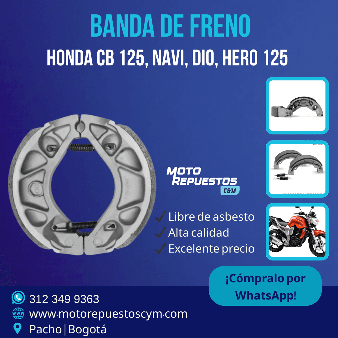 Banda de Freno Nipon para AKT NKD y Honda CB125, Navi, DIO, Hero 125