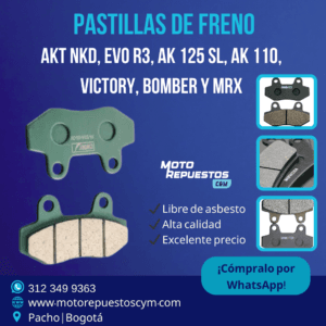 Pastillas de Freno para AKT NKD, AK 110, AK 125 SL, Victory, Kymco Spike, UM Xtreet