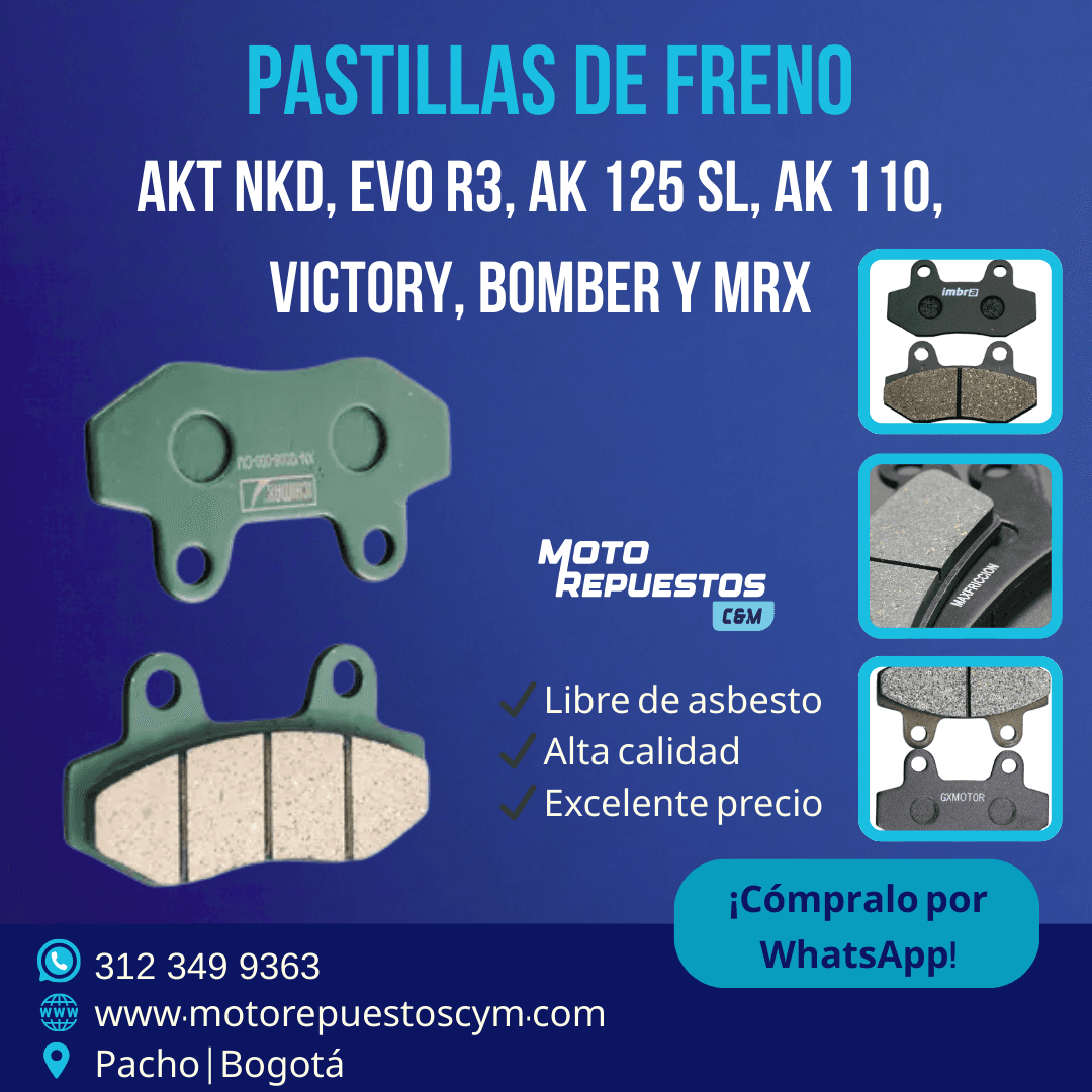 Pastillas de Freno para AKT NKD, AK 110, AK 125 SL, Victory, Kymco Spike, UM Xtreet