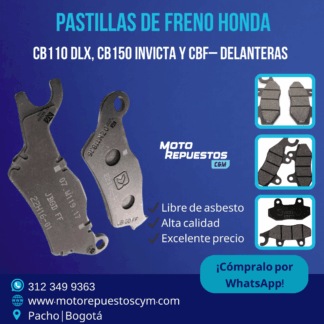 Pastillas de Freno Delanteras Honda CB110 DLX, CB150 Invicta y CBF