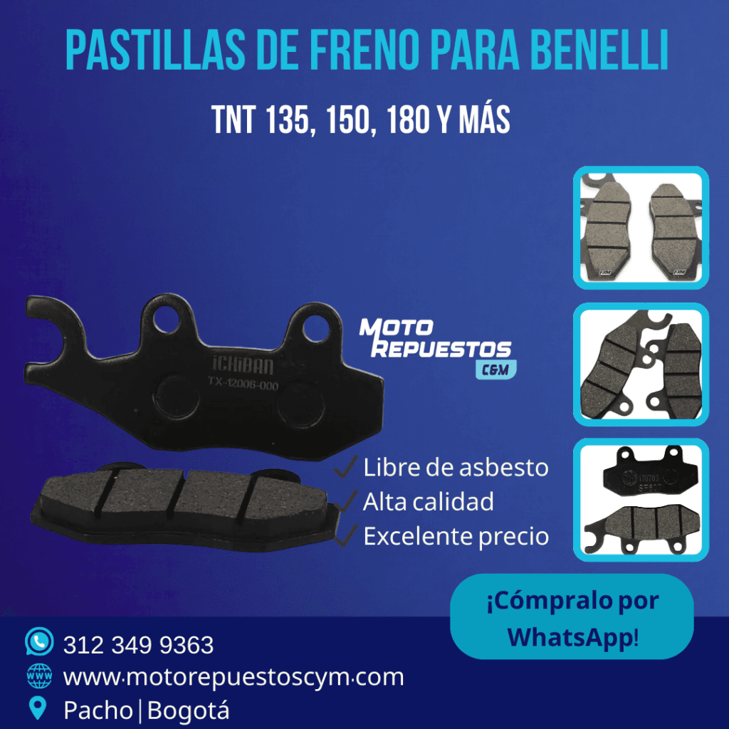 Pastillas de Freno Benelli TNT 135, TNT 150i, TNT 25N, 150S y 180S