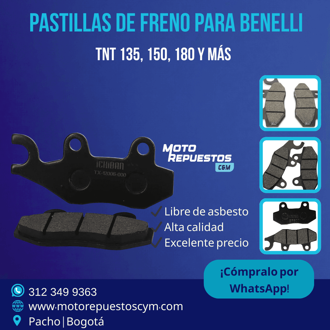 Pastillas de Freno Benelli TNT 135, TNT 150i, TNT 25N, 150S y 180S