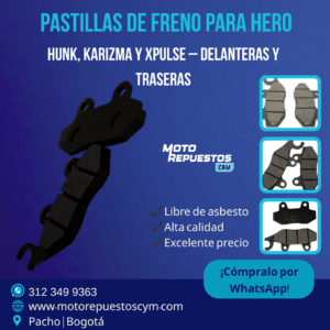 Pastillas de Freno Hero Hunk, Karizma y Xpulse