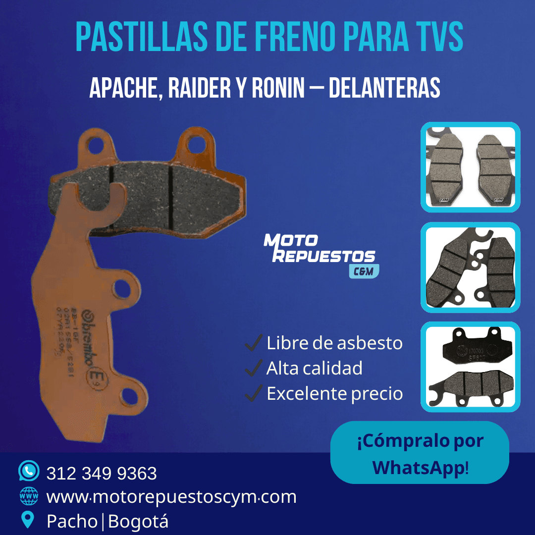 Pastillas de Freno Delanteras TVS Apache, Raider y Ronin