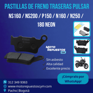 Pastillas de Freno Traseras para Pulsar NS160, NS200, P150 y N160